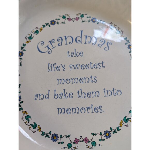 Grandmas Ceramic Pie Plate With Floral Design By Abbey Press - Picture 2 of 5